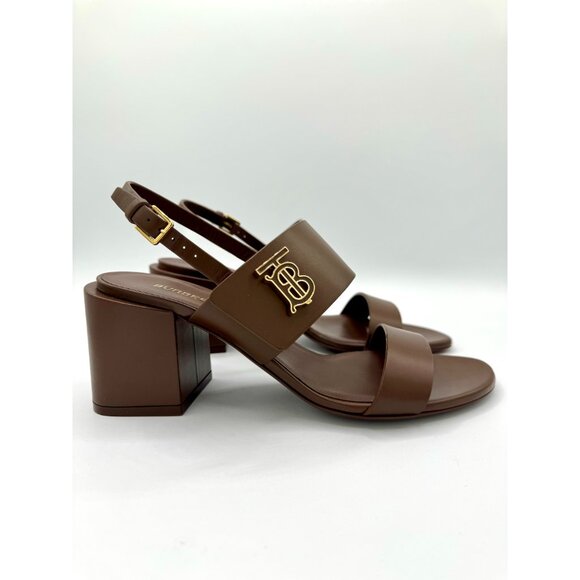 Burberry brown monogram-motif TB leather sandals - Picture 3 of 11